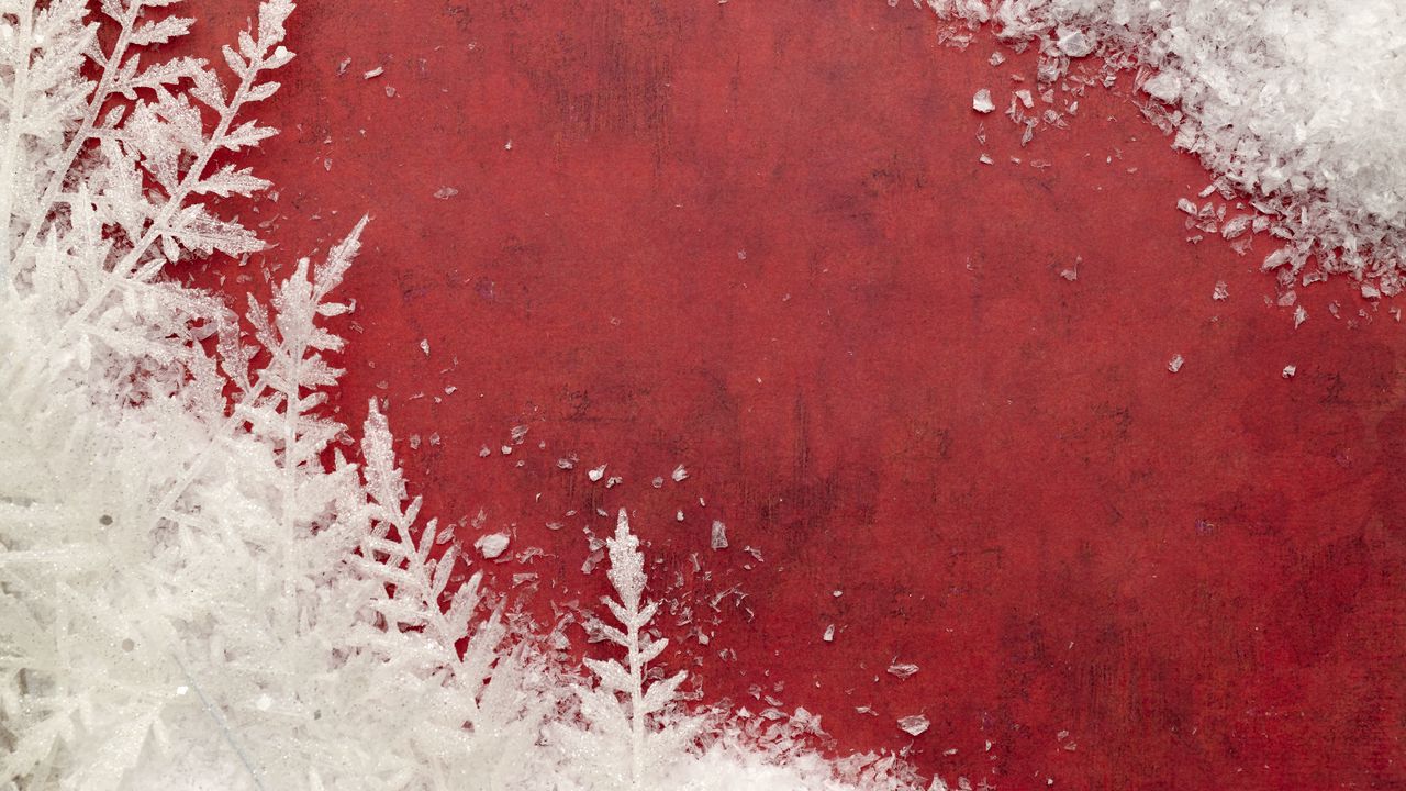 Wallpaper snow, frost, pattern, background, red, macro