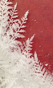 Preview wallpaper snow, frost, pattern, background, red, macro