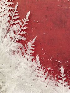 Preview wallpaper snow, frost, pattern, background, red, macro
