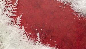 Preview wallpaper snow, frost, pattern, background, red, macro