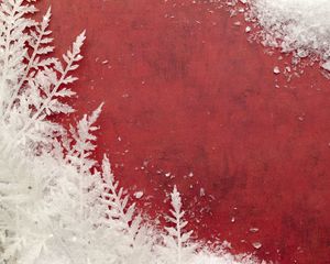 Preview wallpaper snow, frost, pattern, background, red, macro