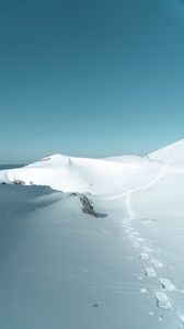 Preview wallpaper snow, hills, footprints, winter