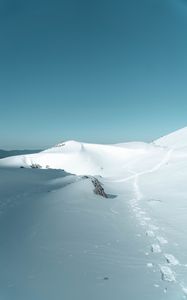 Preview wallpaper snow, hills, footprints, winter