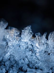 Preview wallpaper snow, ice, crystals, macro, blue