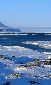 Preview wallpaper snow, ice, mountains, ocean