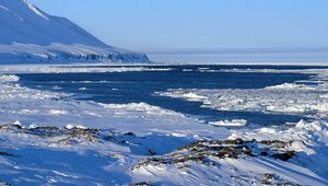 Preview wallpaper snow, ice, mountains, ocean