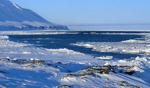 Preview wallpaper snow, ice, mountains, ocean