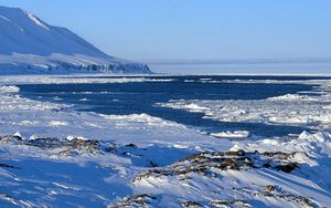 Preview wallpaper snow, ice, mountains, ocean