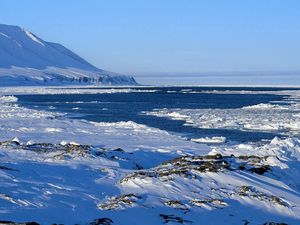 Preview wallpaper snow, ice, mountains, ocean