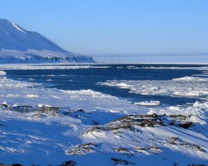 Preview wallpaper snow, ice, mountains, ocean