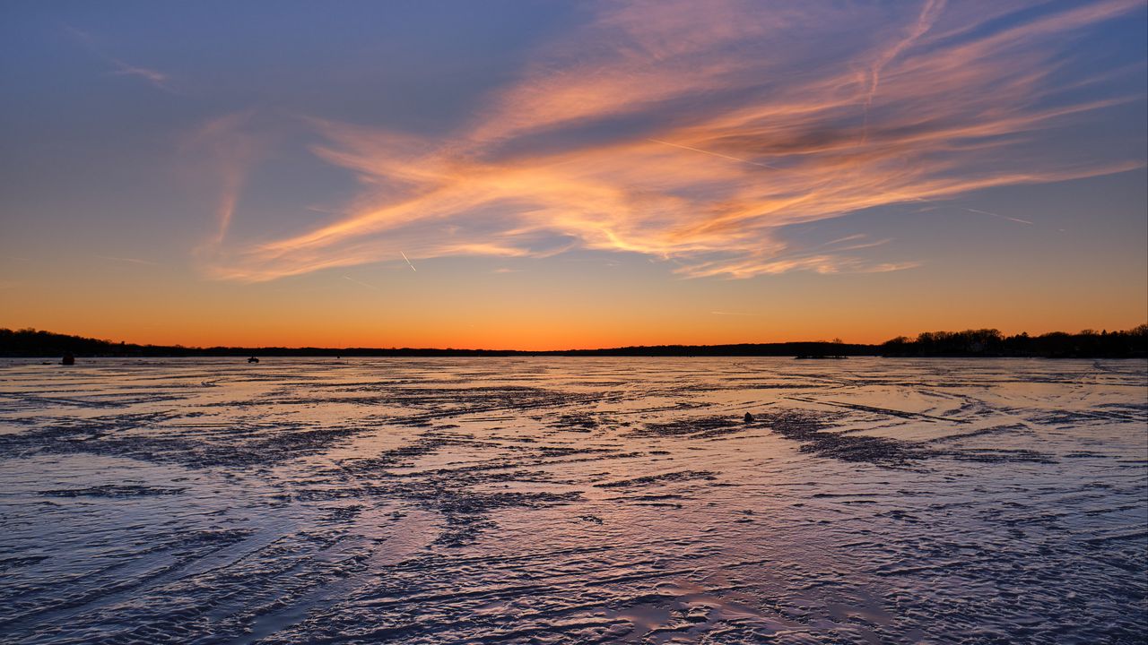 Wallpaper snow, ice, sunrise, nature, landscape