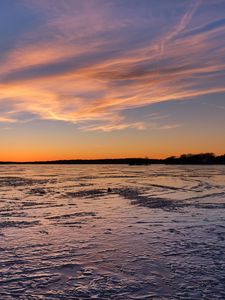 Preview wallpaper snow, ice, sunrise, nature, landscape