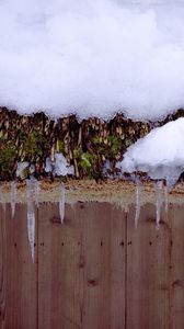 Preview wallpaper snow, icicles, roof, winter