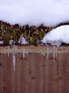 Preview wallpaper snow, icicles, roof, winter