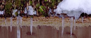 Preview wallpaper snow, icicles, roof, winter