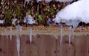 Preview wallpaper snow, icicles, roof, winter