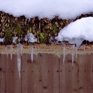 Preview wallpaper snow, icicles, roof, winter