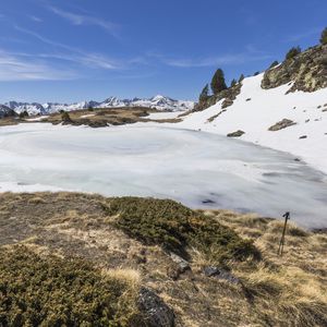 Preview wallpaper snow, moss, mountains, sky, nature