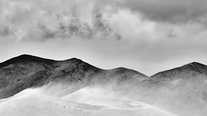 Preview wallpaper snow, mountains, clouds, bw