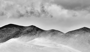 Preview wallpaper snow, mountains, clouds, bw
