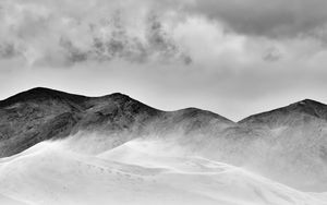 Preview wallpaper snow, mountains, clouds, bw