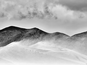 Preview wallpaper snow, mountains, clouds, bw
