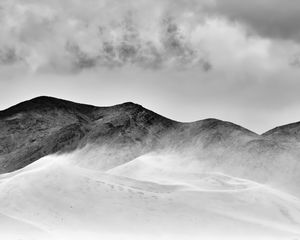 Preview wallpaper snow, mountains, clouds, bw