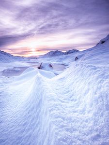 Preview wallpaper snow, mountains, dawn, scotland