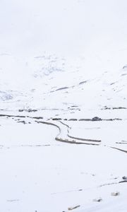 Preview wallpaper snow, mountains, road, winter, white