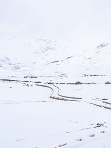 Preview wallpaper snow, mountains, road, winter, white