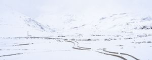 Preview wallpaper snow, mountains, road, winter, white