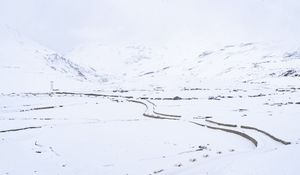 Preview wallpaper snow, mountains, road, winter, white