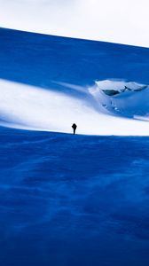 Preview wallpaper snow, mountains, silhouette, loneliness, winter