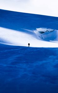 Preview wallpaper snow, mountains, silhouette, loneliness, winter