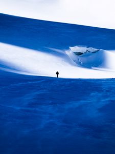 Preview wallpaper snow, mountains, silhouette, loneliness, winter