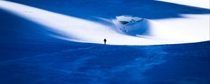 Preview wallpaper snow, mountains, silhouette, loneliness, winter