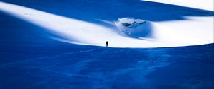 Preview wallpaper snow, mountains, silhouette, loneliness, winter