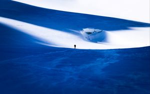 Preview wallpaper snow, mountains, silhouette, loneliness, winter