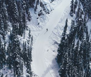 Preview wallpaper snow, mountains, trees, aerial view