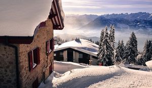 Preview wallpaper snow, mountains, winter, landscape