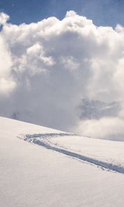 Preview wallpaper snow, path, slope, hill