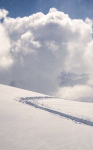 Preview wallpaper snow, path, slope, hill