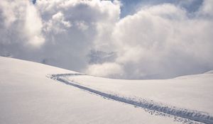 Preview wallpaper snow, path, slope, hill