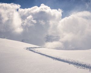 Preview wallpaper snow, path, slope, hill