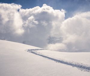 Preview wallpaper snow, path, slope, hill