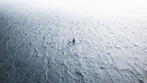 Preview wallpaper snow, silhouette, aerial view, winter, snowy