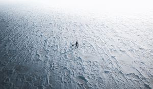 Preview wallpaper snow, silhouette, aerial view, winter, snowy