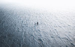 Preview wallpaper snow, silhouette, aerial view, winter, snowy