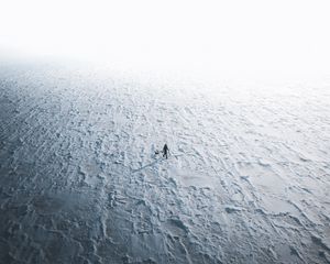 Preview wallpaper snow, silhouette, aerial view, winter, snowy