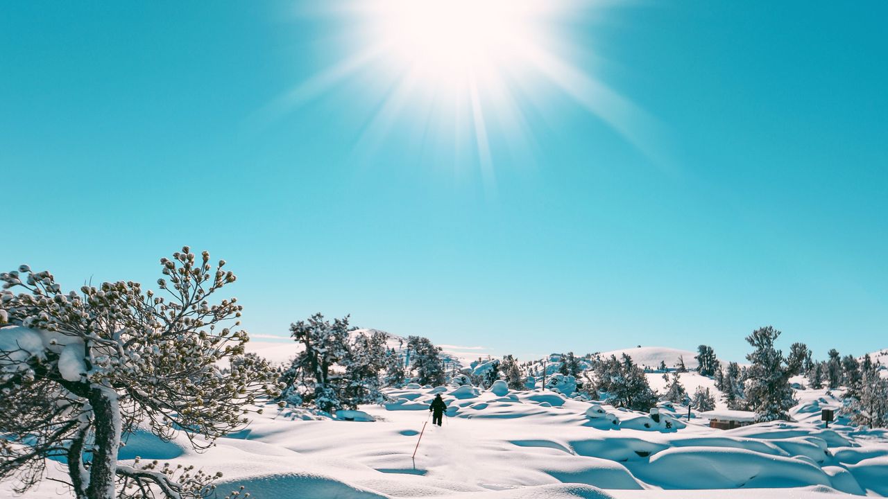 Wallpaper snow, sun, landscape, winter
